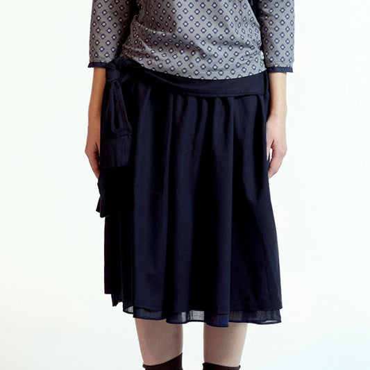 STRAP SHIRRING SKIRT / NAVY/ ストラップシャーリングスカート