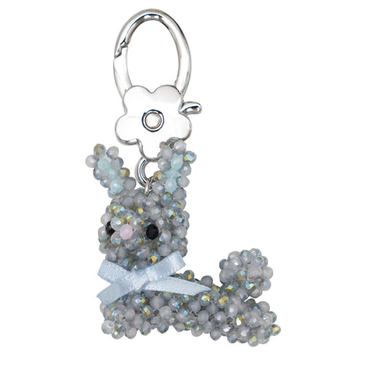 Blue Gray Rabbit Key Ring / うさぎのビーズキーリング