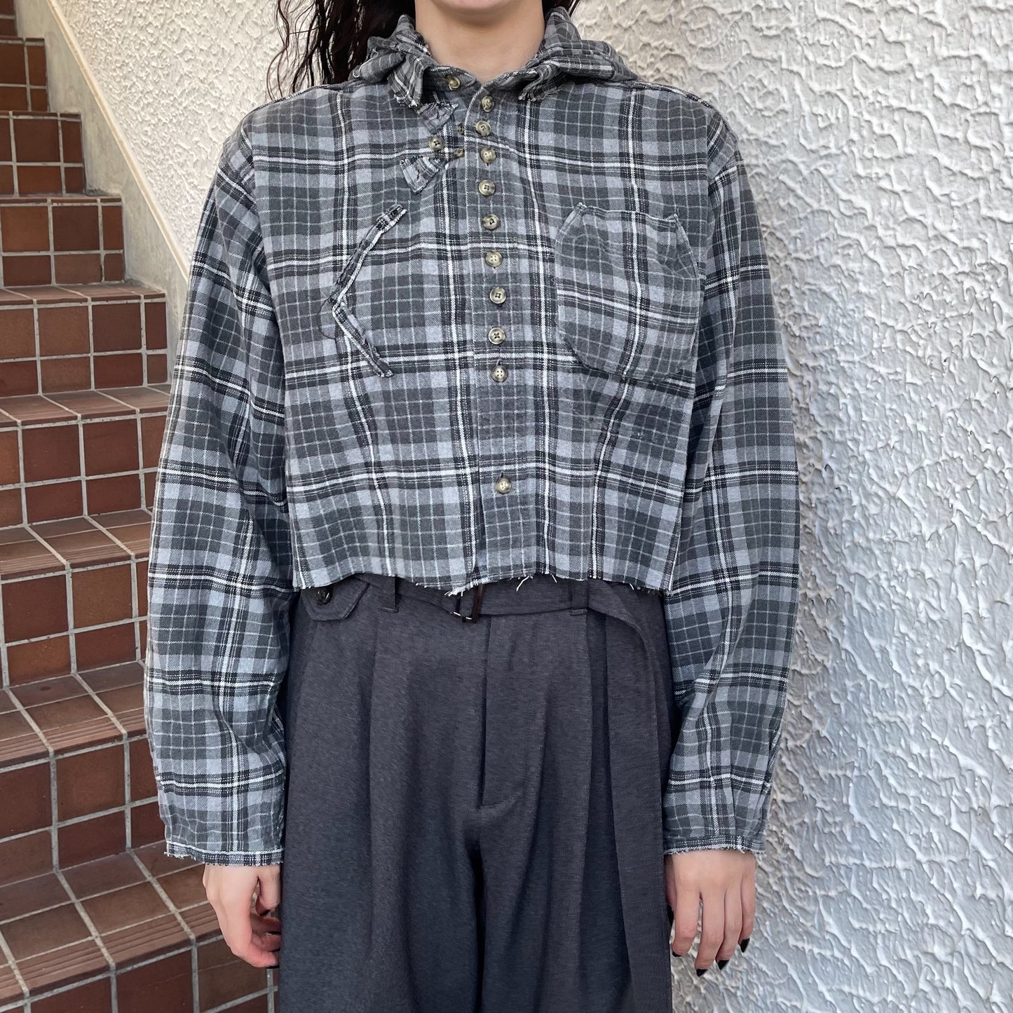 【TONII MONDO】-arena shirt check / Gray / アリーナシャツ