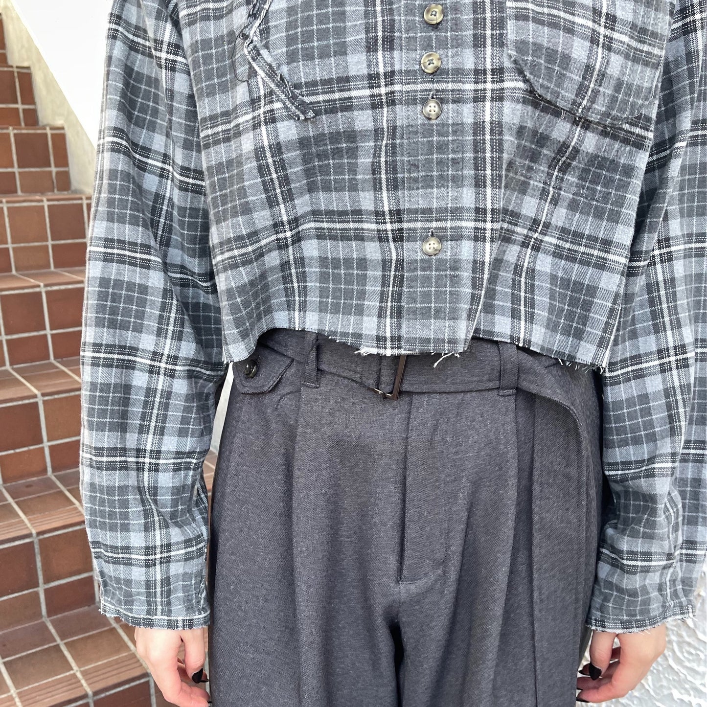 【TONII MONDO】-arena shirt check / Gray / アリーナシャツ