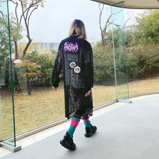 LACE LONG SHIRT HO99O9 COLLABORATION / BLACK / レースロングシャツ