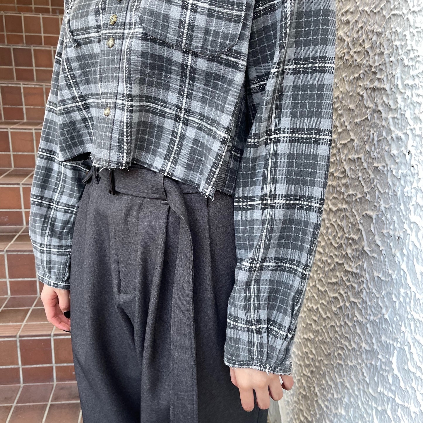 【TONII MONDO】-arena shirt check / Gray / アリーナシャツ