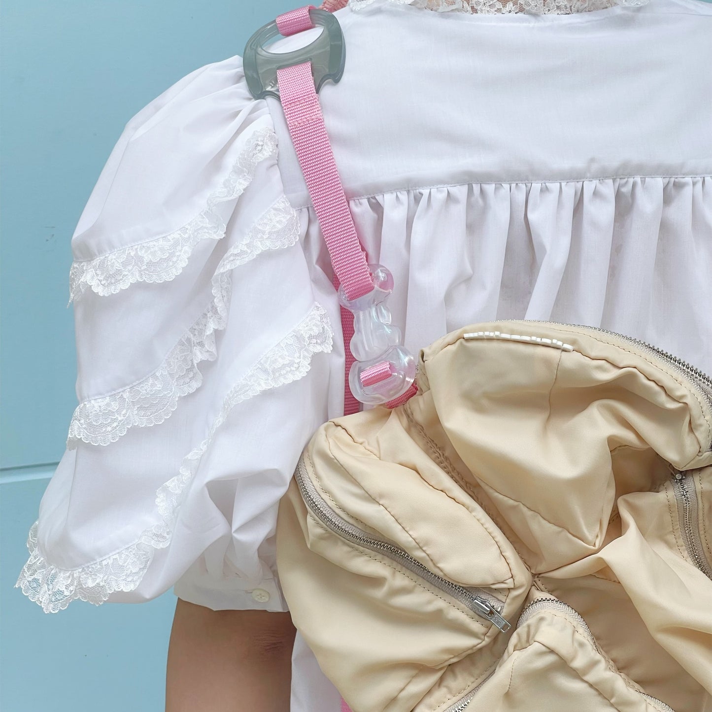 【SHEEP LIMITED】MIKIOSAKABE 7pocktes bag / Cream x Pink x Blue / ショルダーバッグ