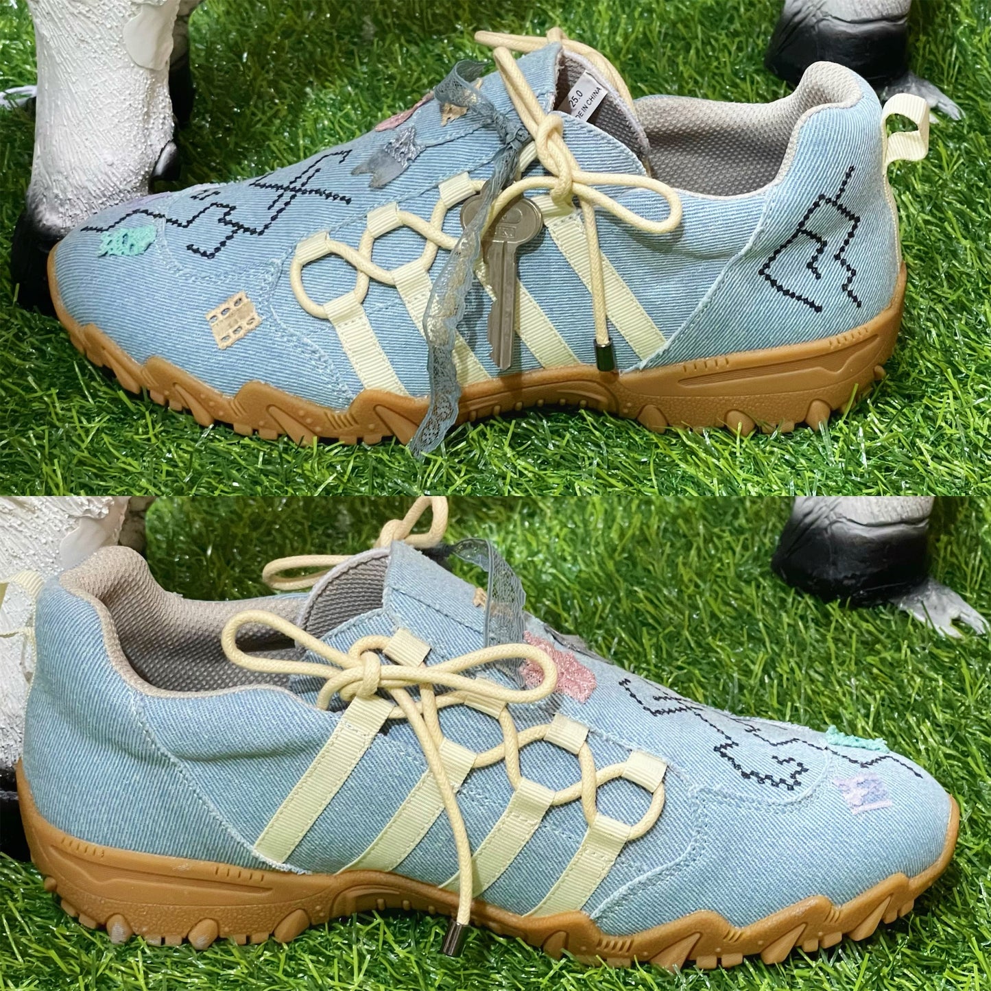 【Teji x yushokobayashiコラボレーションシューズ】Teji Double Bow / Denim / 25cm