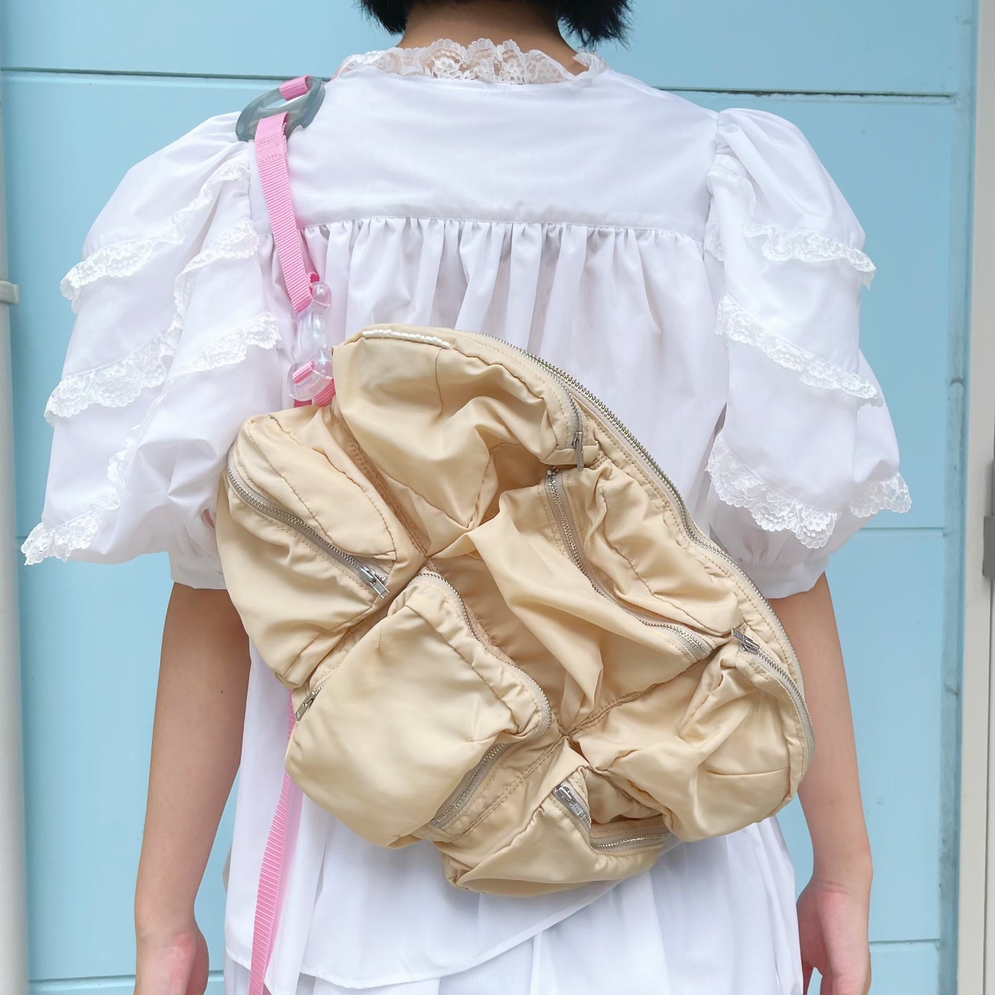 【SHEEP LIMITED】MIKIOSAKABE 7pocktes bag / Cream x Pink x Blue / ショルダーバッグ