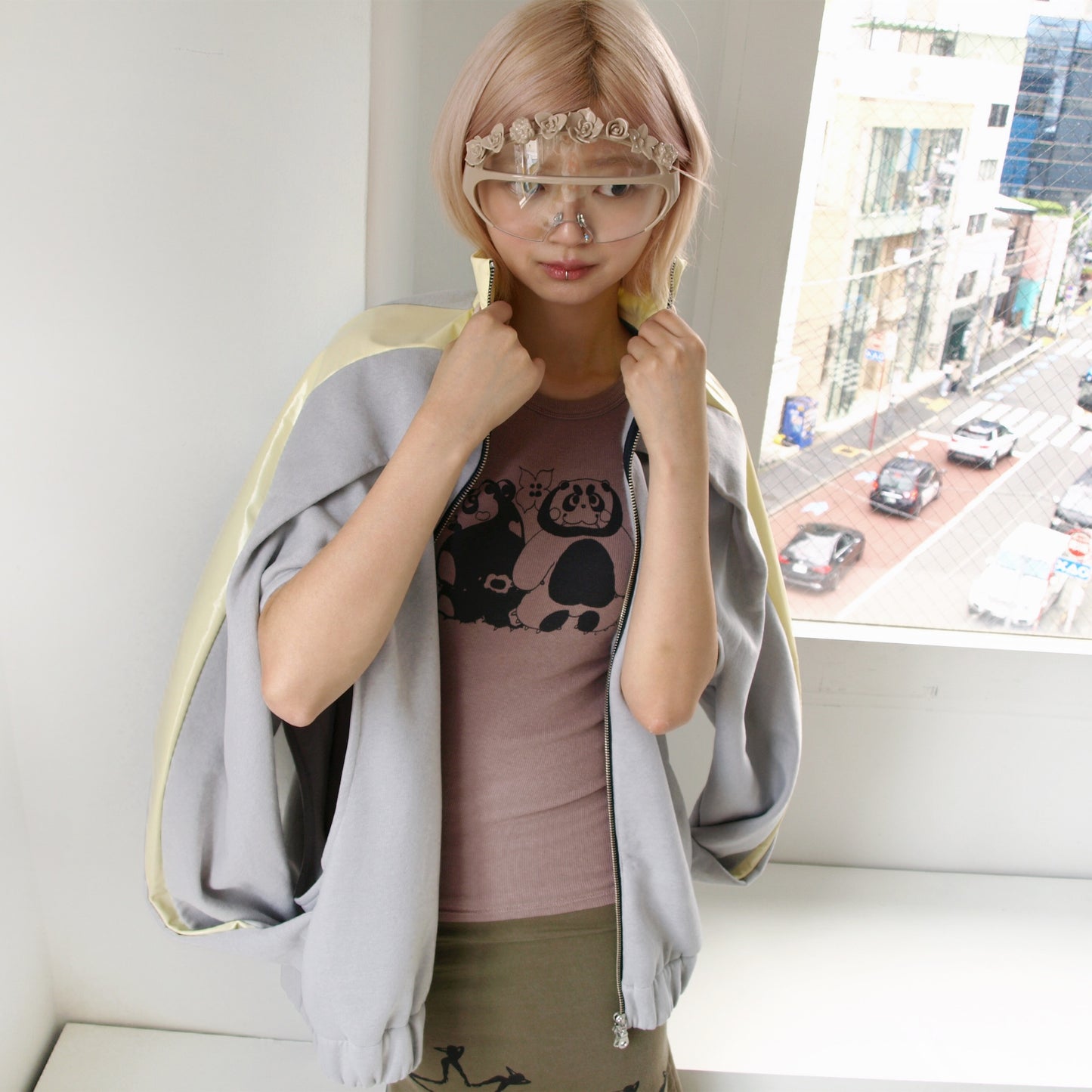 TWISTED TRACK JACKET / CREAM x GREY / ツイストトラックジャケット