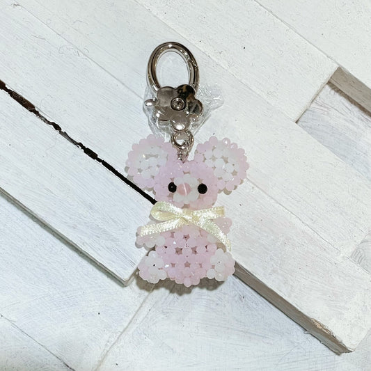 Mouse Key Ring / Baby Pink / ねずみのビーズキーリング