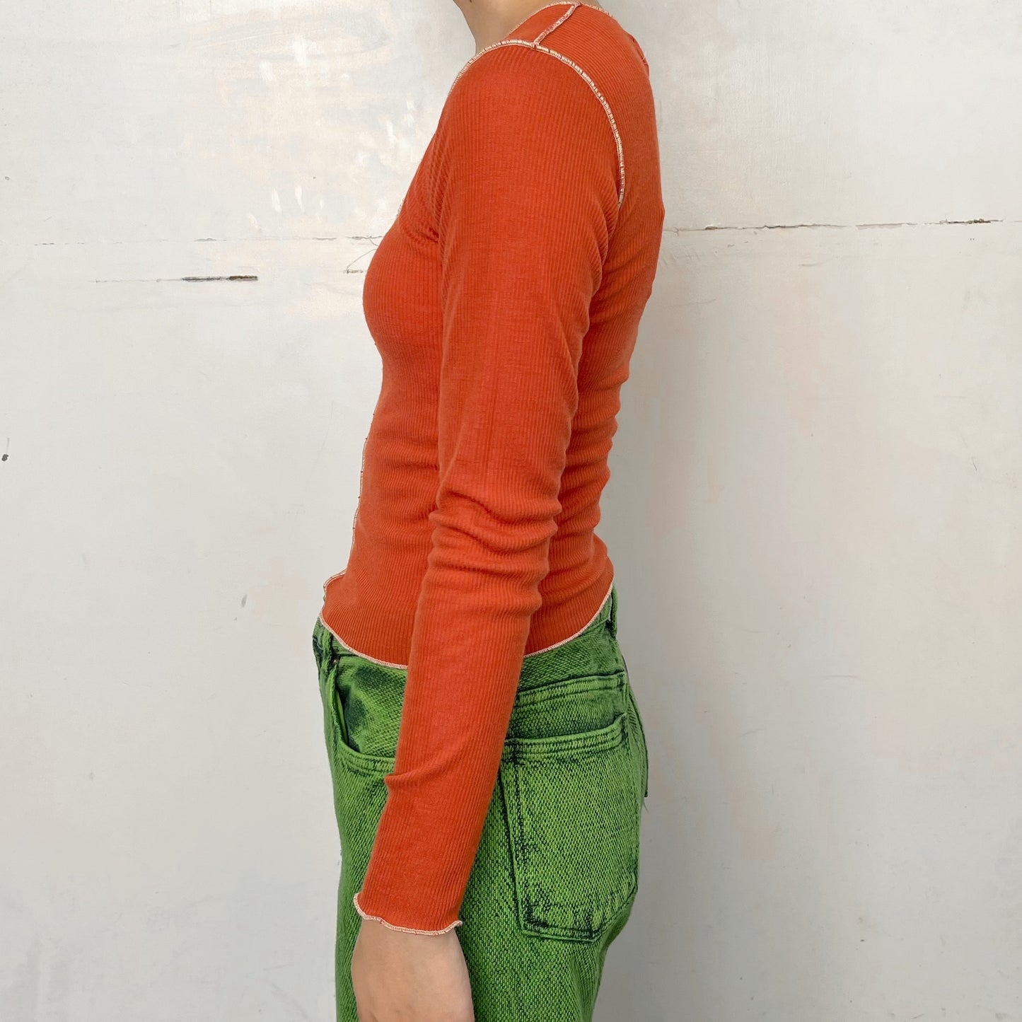 rib top / orange / リブトップ