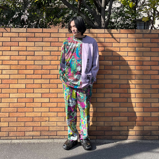 DOCKING SHEER LONG SLEEVE T-SHIRT RIGHT AND LEFT  / BUDDHA / プリントロングスリーブ