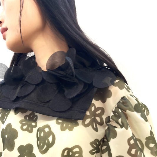 See-through flower collar / Black / シースルーフラワーつけ襟