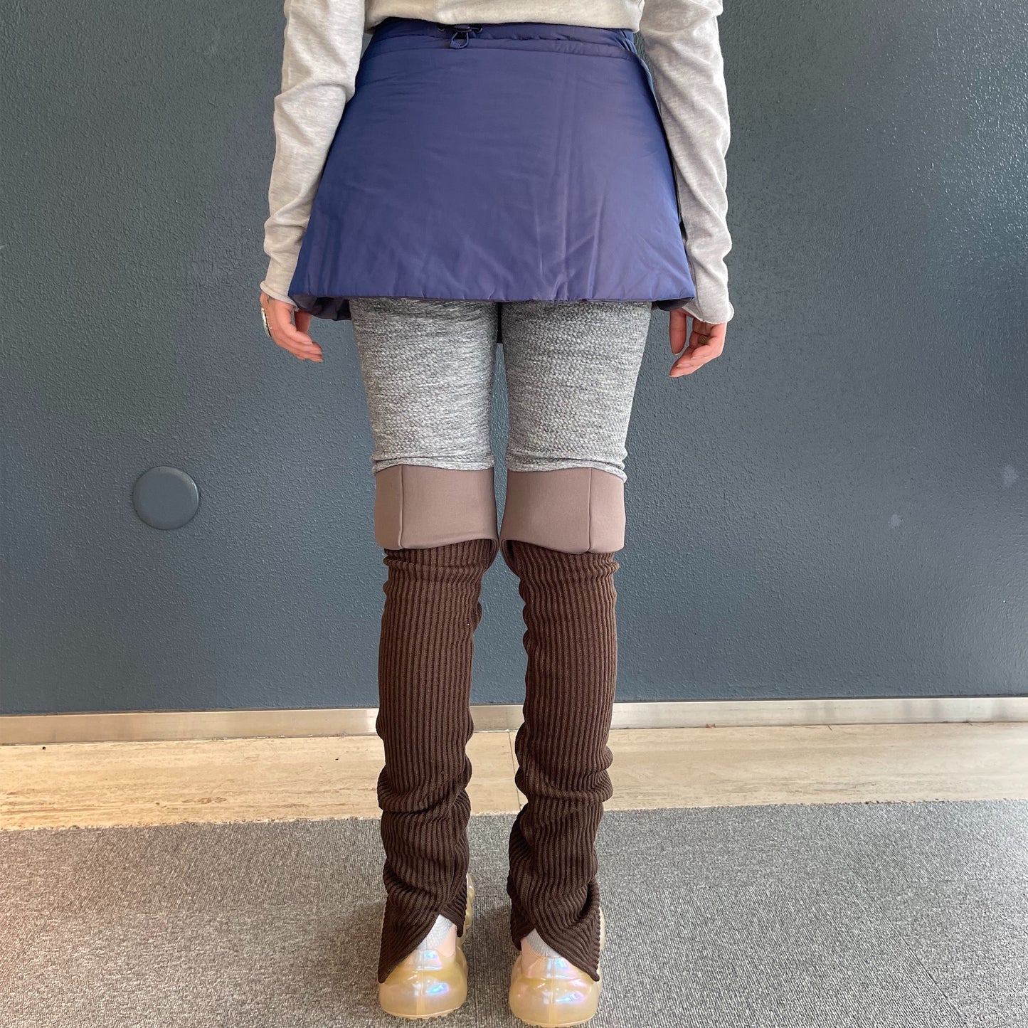 wrap mini padded skirt / marine blue / ラップダウンスカート