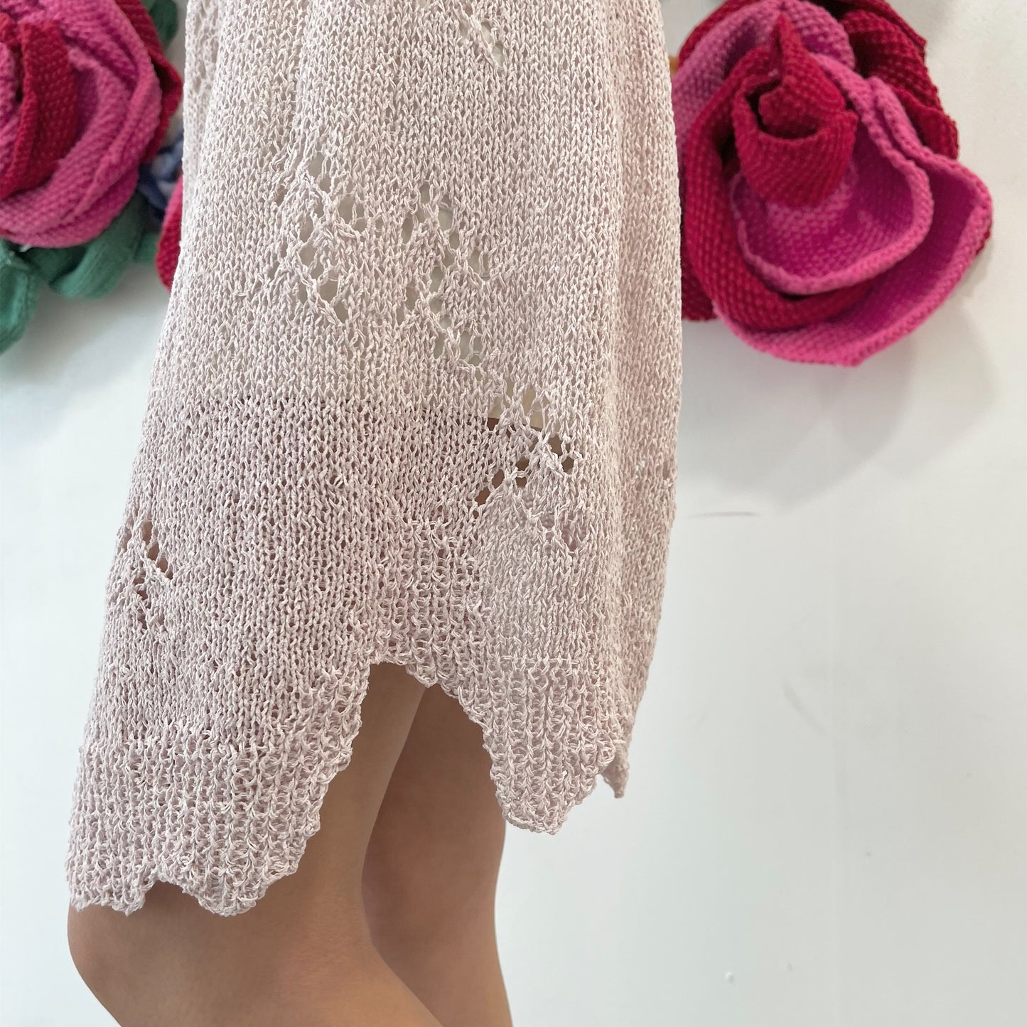 hand crush skirt / pink / サマーハンドニットスカート