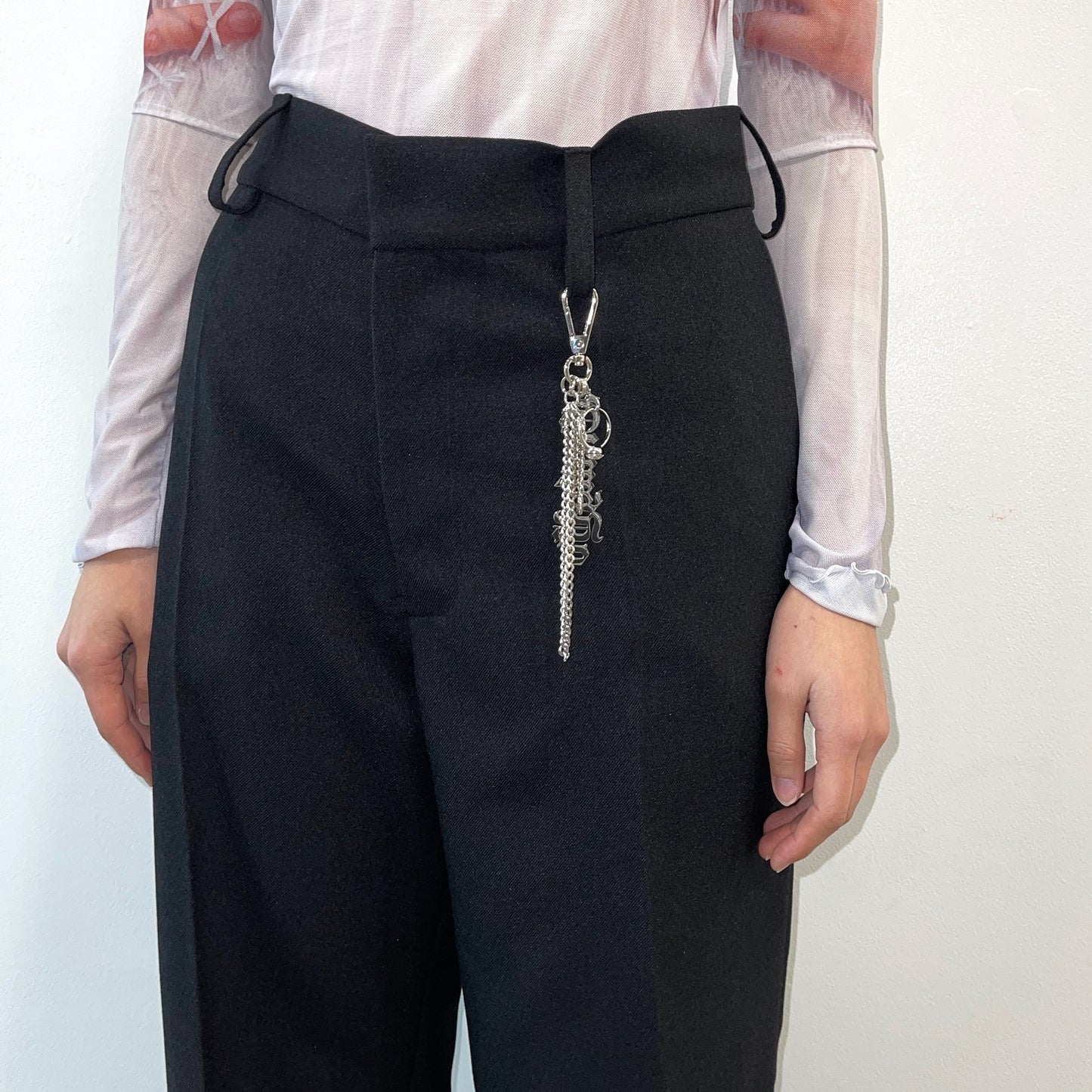 Wool-like ribbon pants / Black / ウールライクフレアパンツ