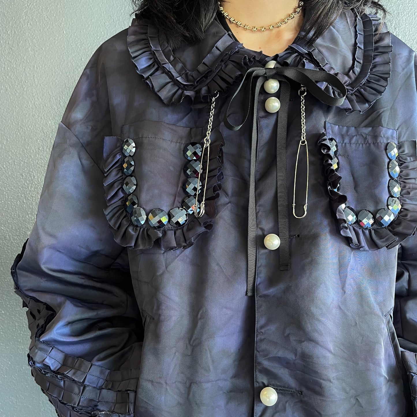 FRILL JACKET / NAVY BLUE - OVER DYE / フリルジャケット