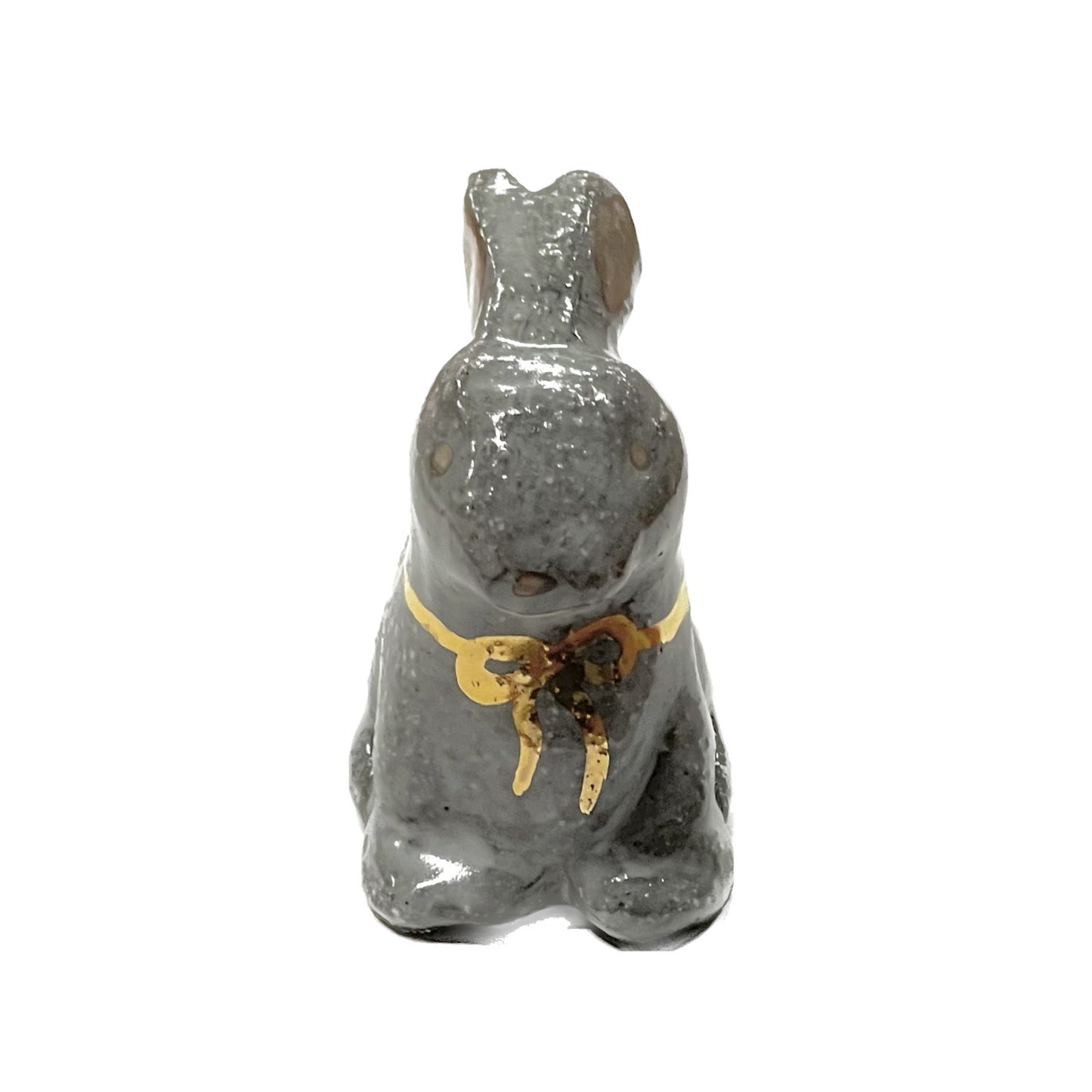 Gray little bunny-gold ribbon / グレーリトルバニー - ゴールドリボン / セラミック