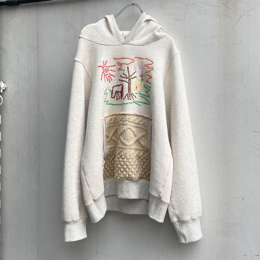 embroidery hoodie / ivory / 刺繍フーディー