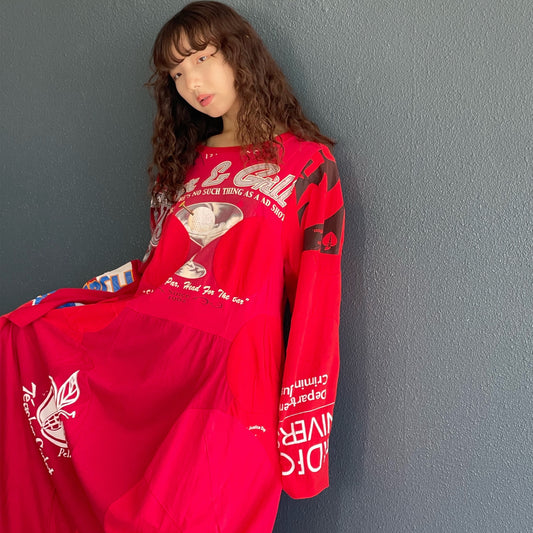 3D Body Dress / Red / リメイクワンピース
