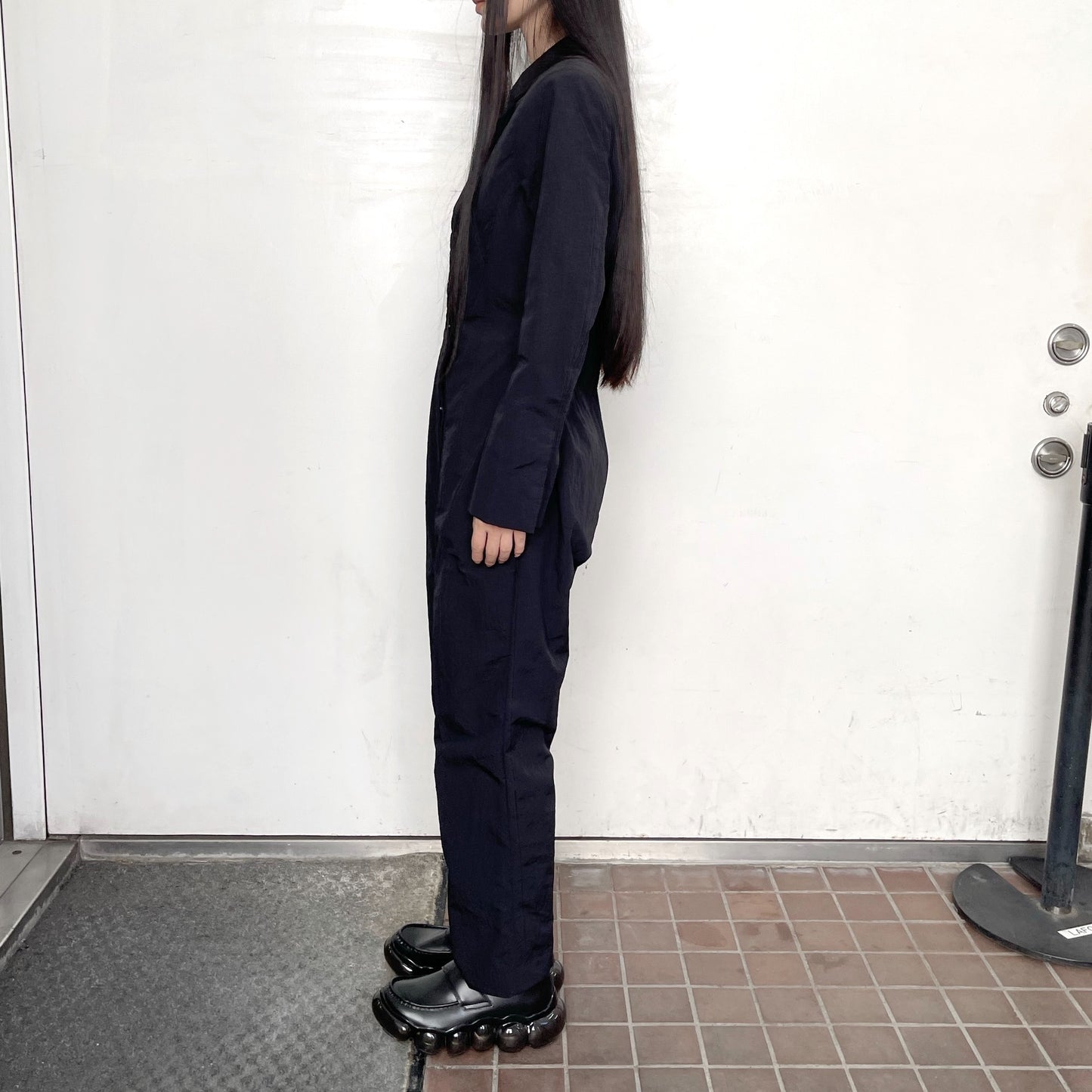 Monica jump suit / black / ナイロンジャンプスーツ