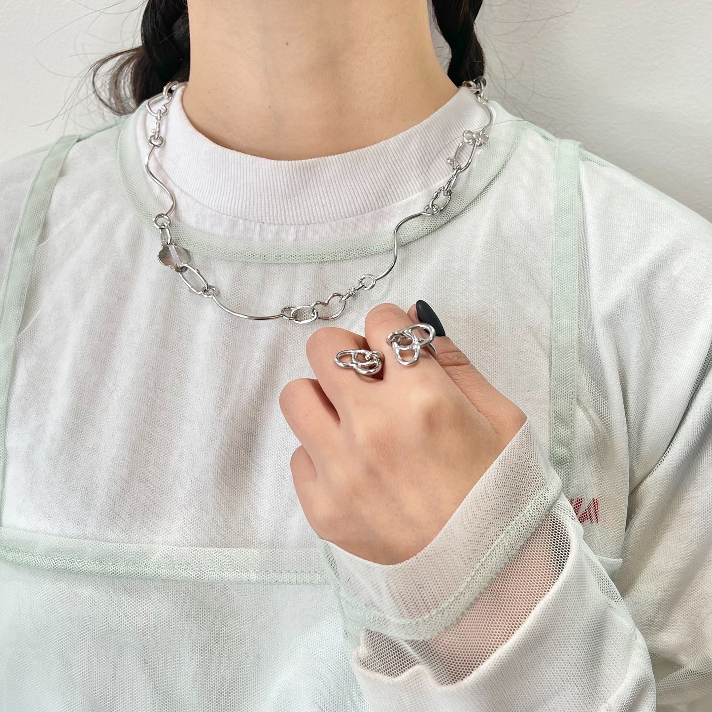 o.watery / heart chain necklace / silver / ハート