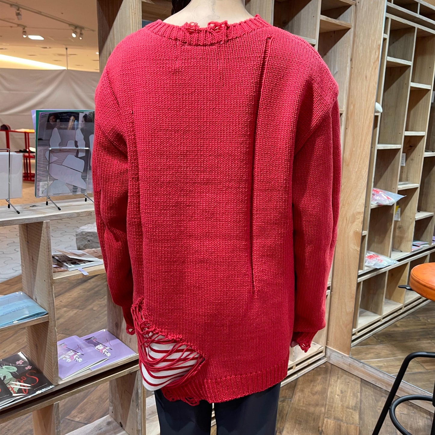 house knit pullover / red / ハンドニット