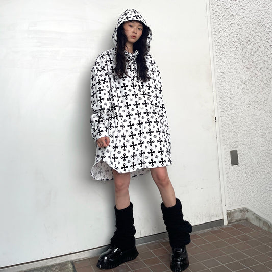 Ghostie hood shirt / WHITE×BLACK / フードシャツ