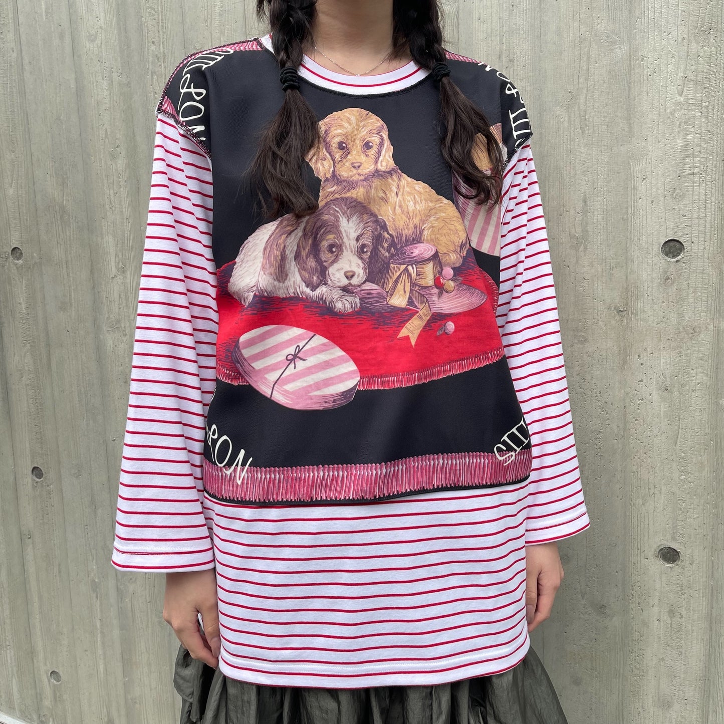 SIIILON / 【SHEEP別注】Loving DOG t-shirts / RED / ボーダー