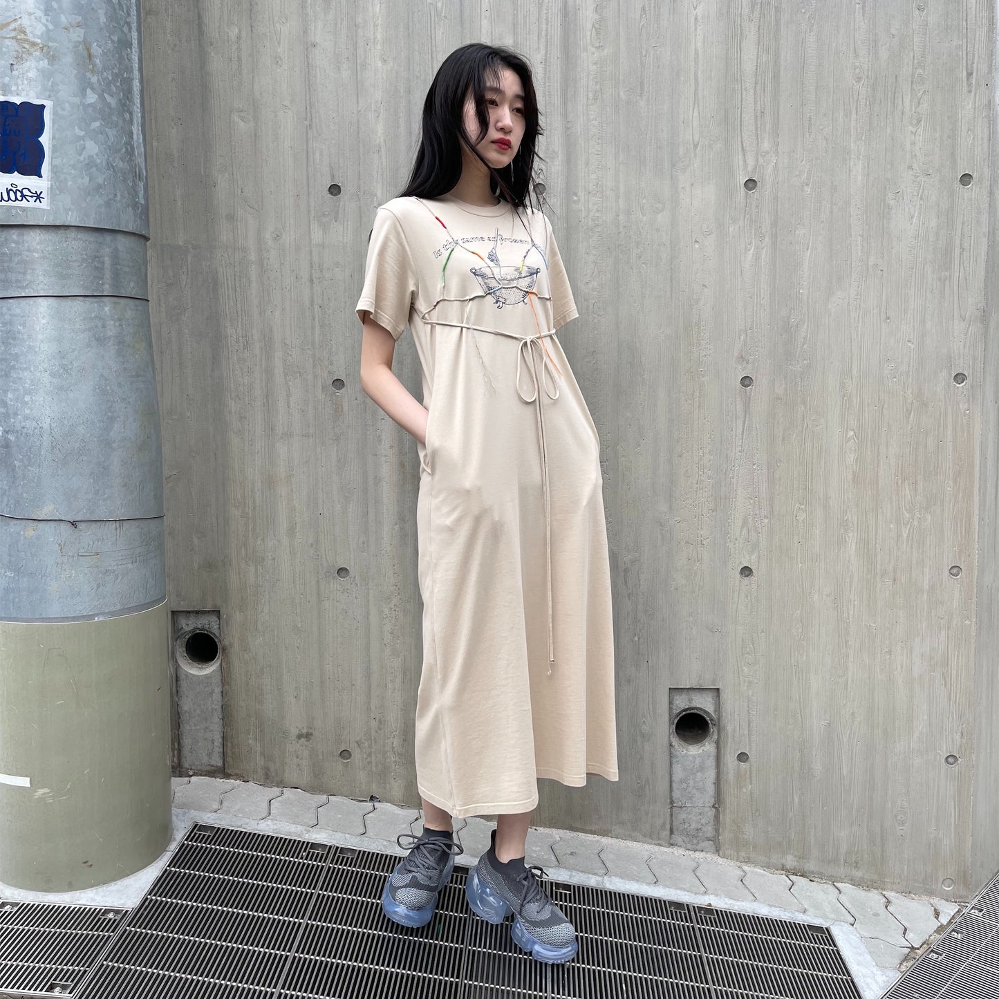 kotohayokozawa / 【SHEEP別注】BRA TEE DRESS / BEIGE / 刺繍
