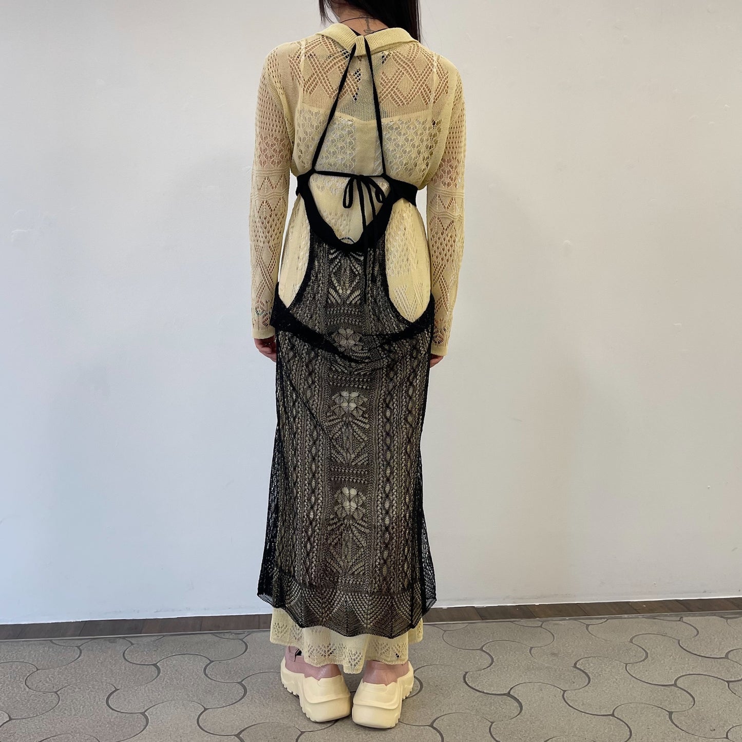 nunny apron skirt / black / ニットエプロンスカート