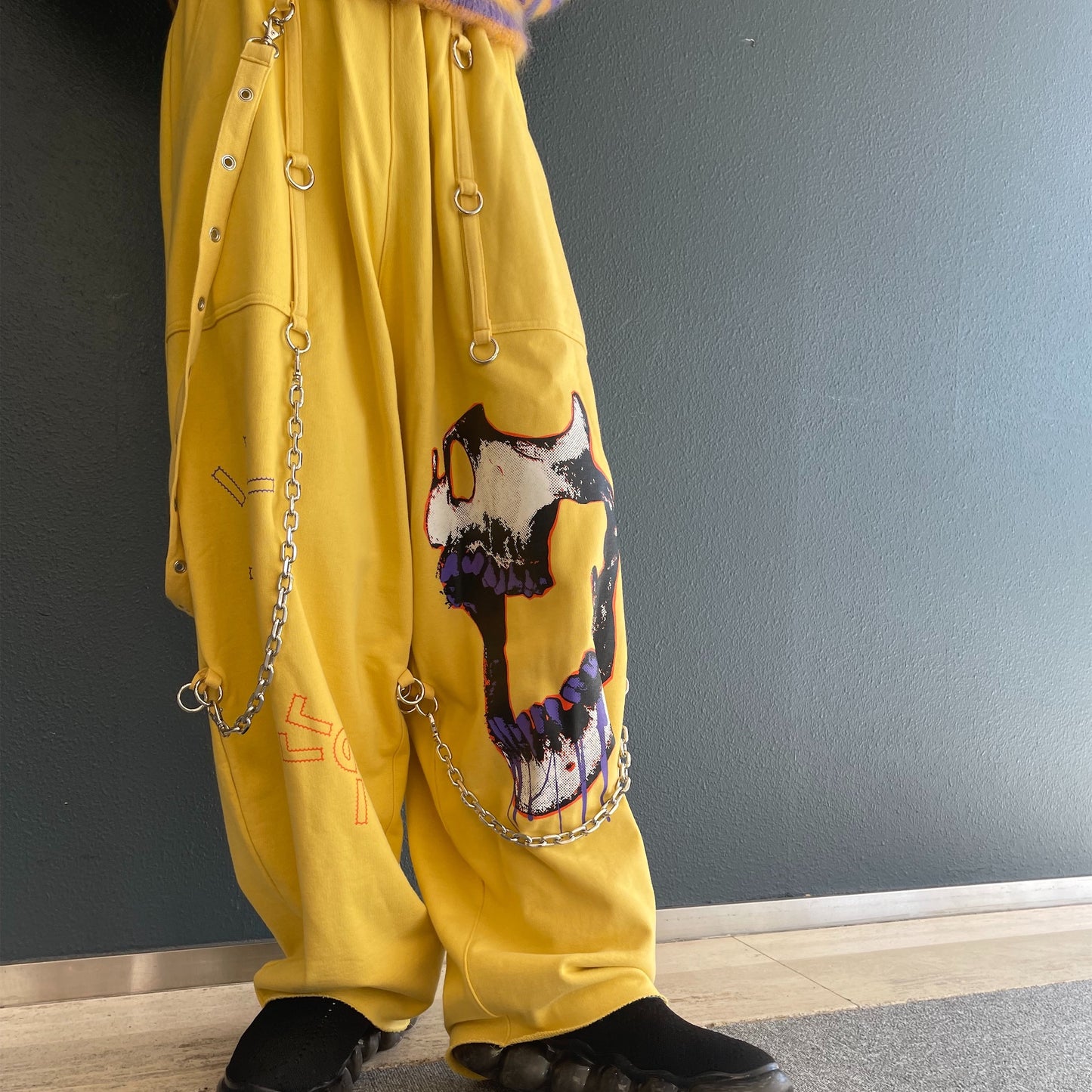 WIDE SWEAT PANTS MULTI PRINT / YELLOW / スウェットプリントパンツ