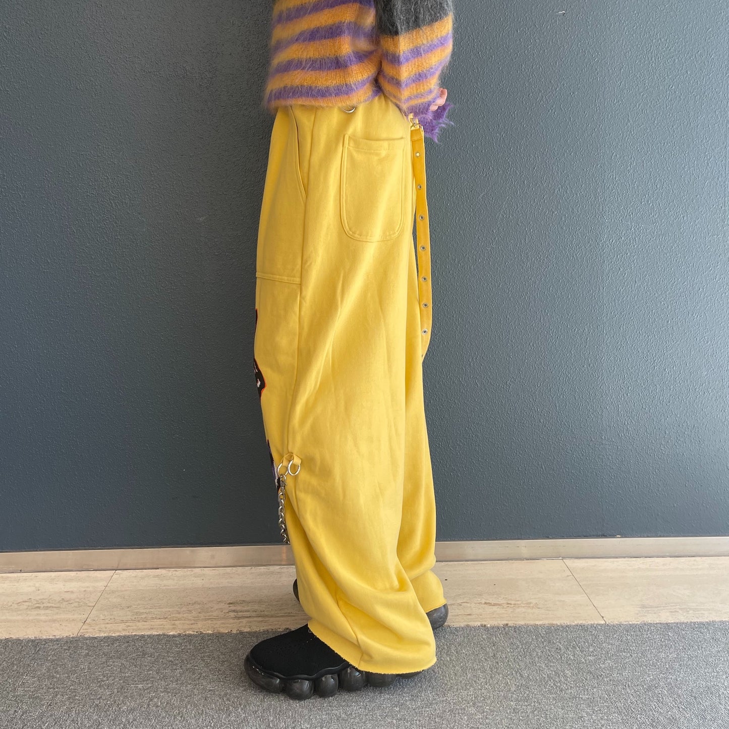 WIDE SWEAT PANTS MULTI PRINT / YELLOW / スウェットプリントパンツ