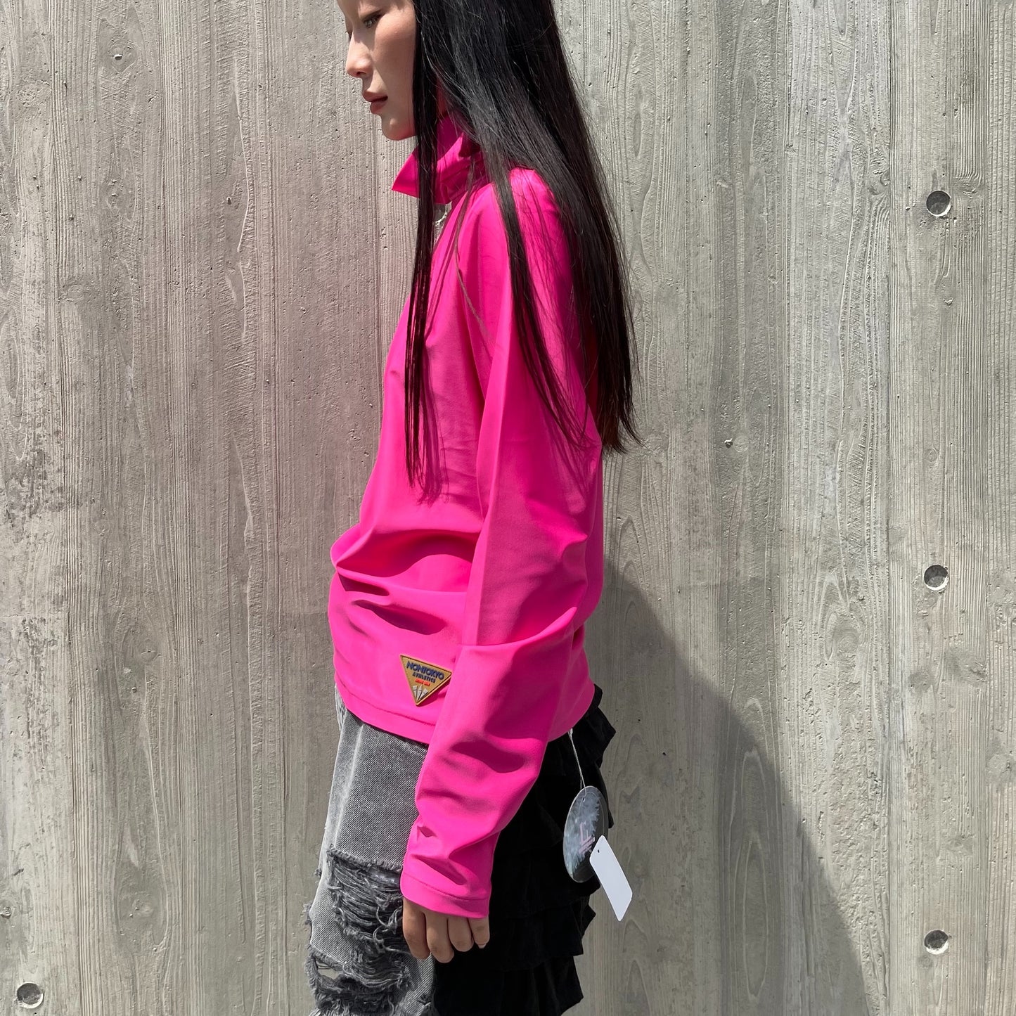 NON TOKYO / STRETCH HI-NECK CUT AND SEWN / PINK / ストレッチ