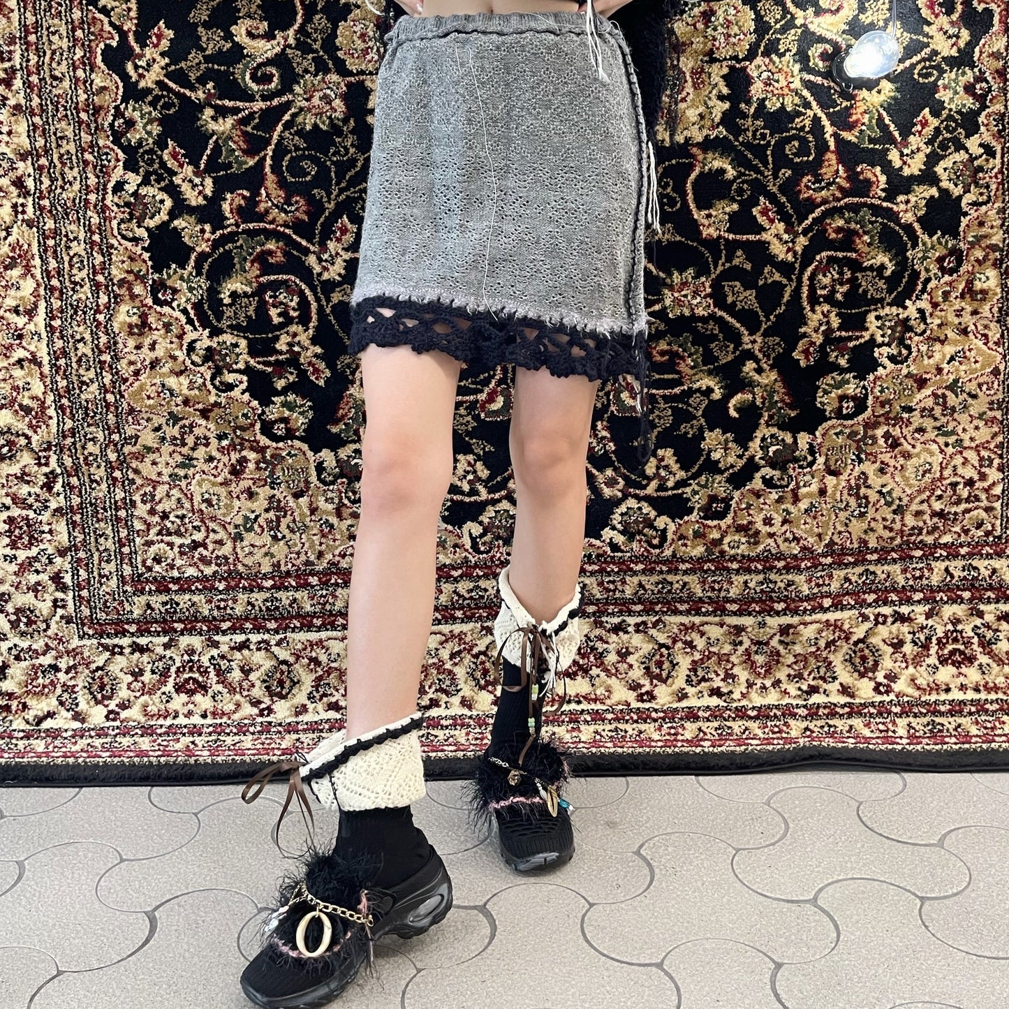 Gray knit skirt / Gray / グレーニットミニスカート | シープ / SHEEP