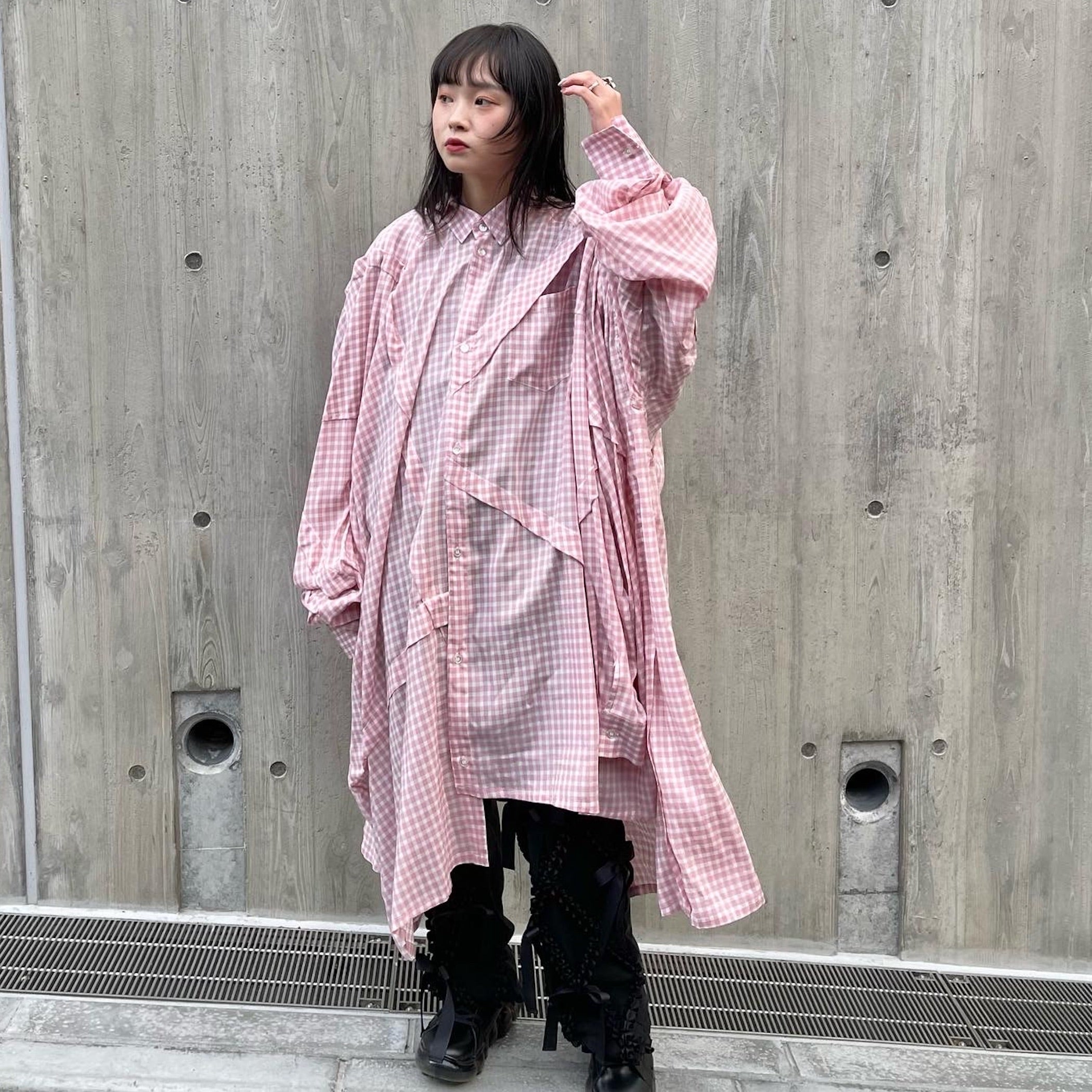 SHEEP別注】Chaos Oversize Shirts / Pink Check