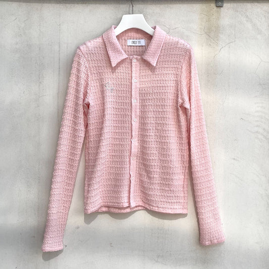Emboss Knit shirts / Pink / エンボスニットシャツ