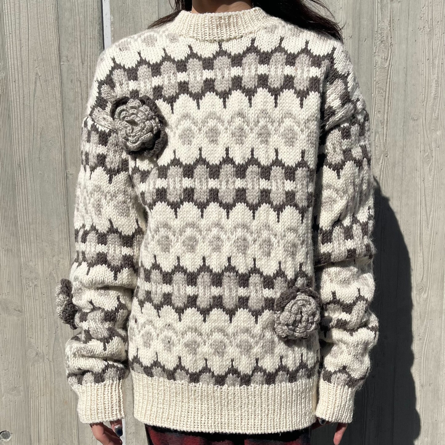 Nordic pattern hand knit sweater
