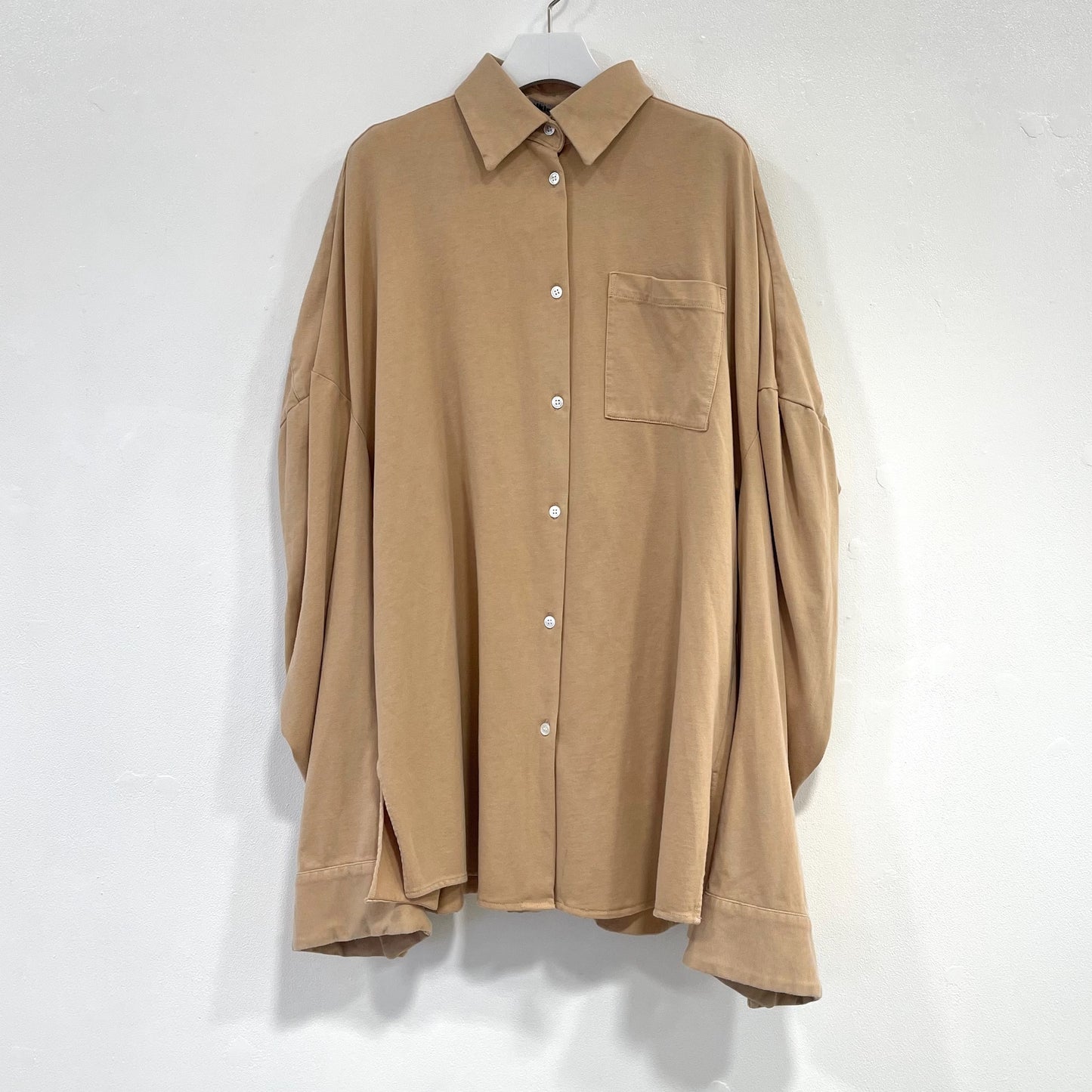 WASHED COTTON BLOUSE / BEIGE / ウォッシュ加工コットンブラウス