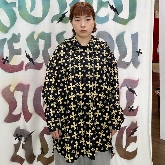 Ghostie hood shirt / BLACK×YELLOW / フードシャツ