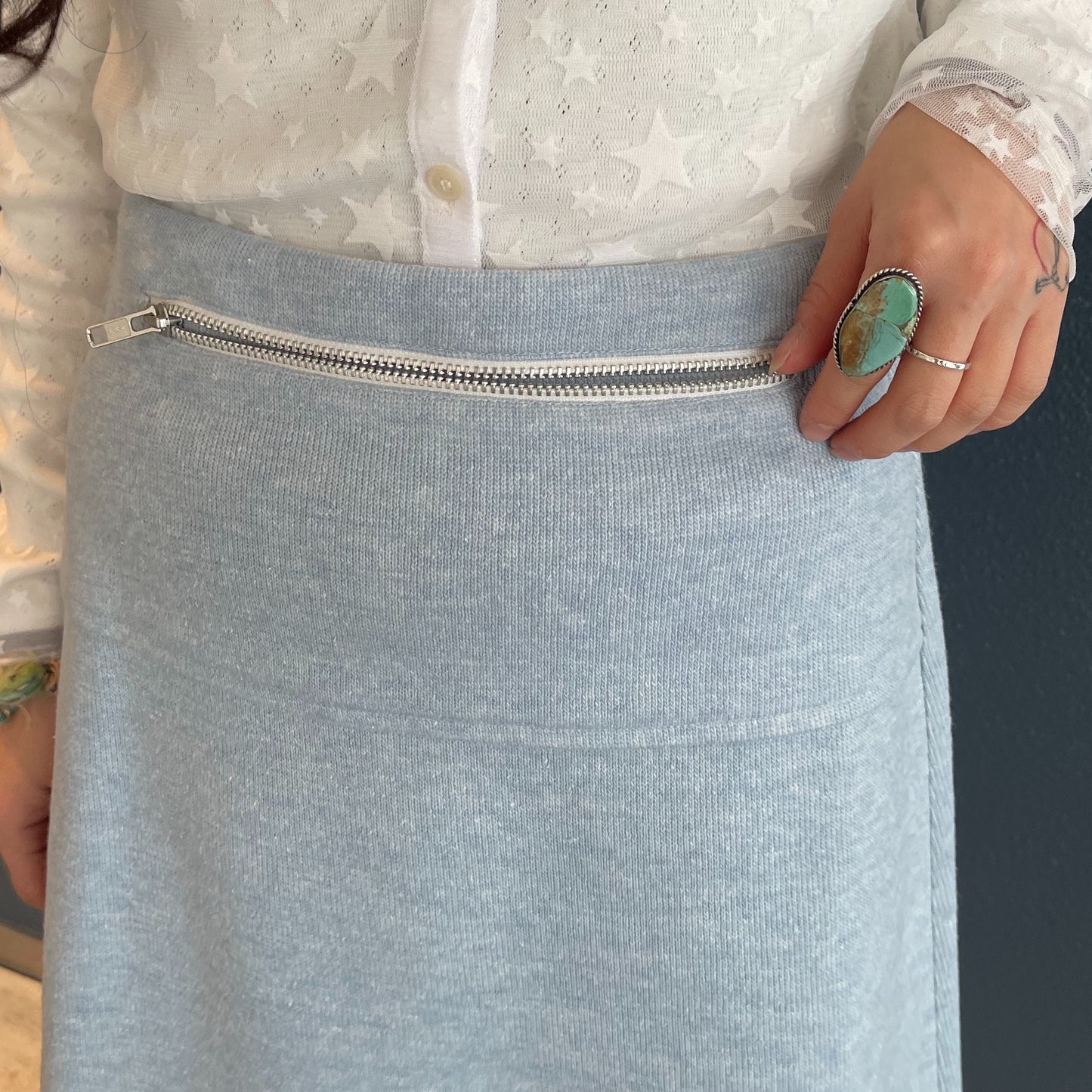 wool pocket midi skirt / sky blue / ウールポケットミディスカート