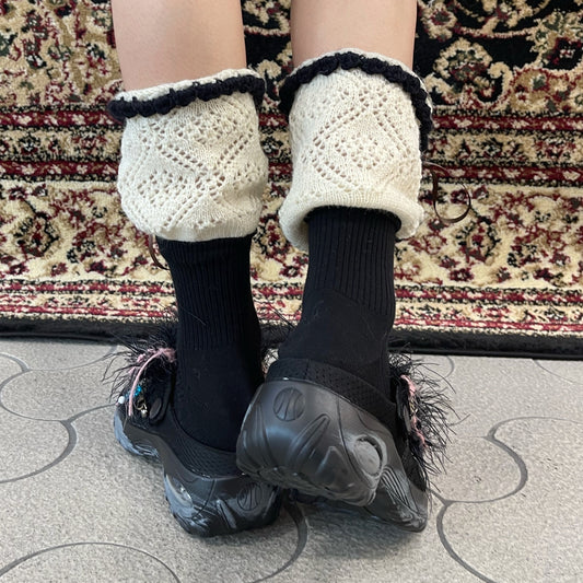 Lace knit short socks / Black / レースニットショートソックス