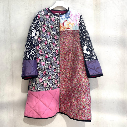 QUILTING ZIP UP ONE-PIECE / used remake / ジップアップアウター/ワンピース