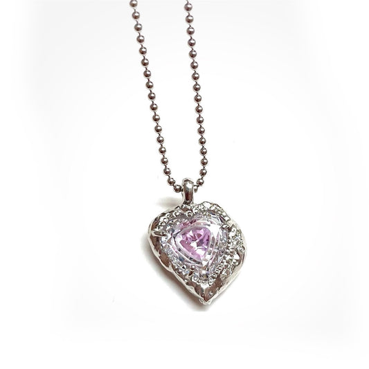 necklace / pink heart / ハートネックレス / ジルコニア