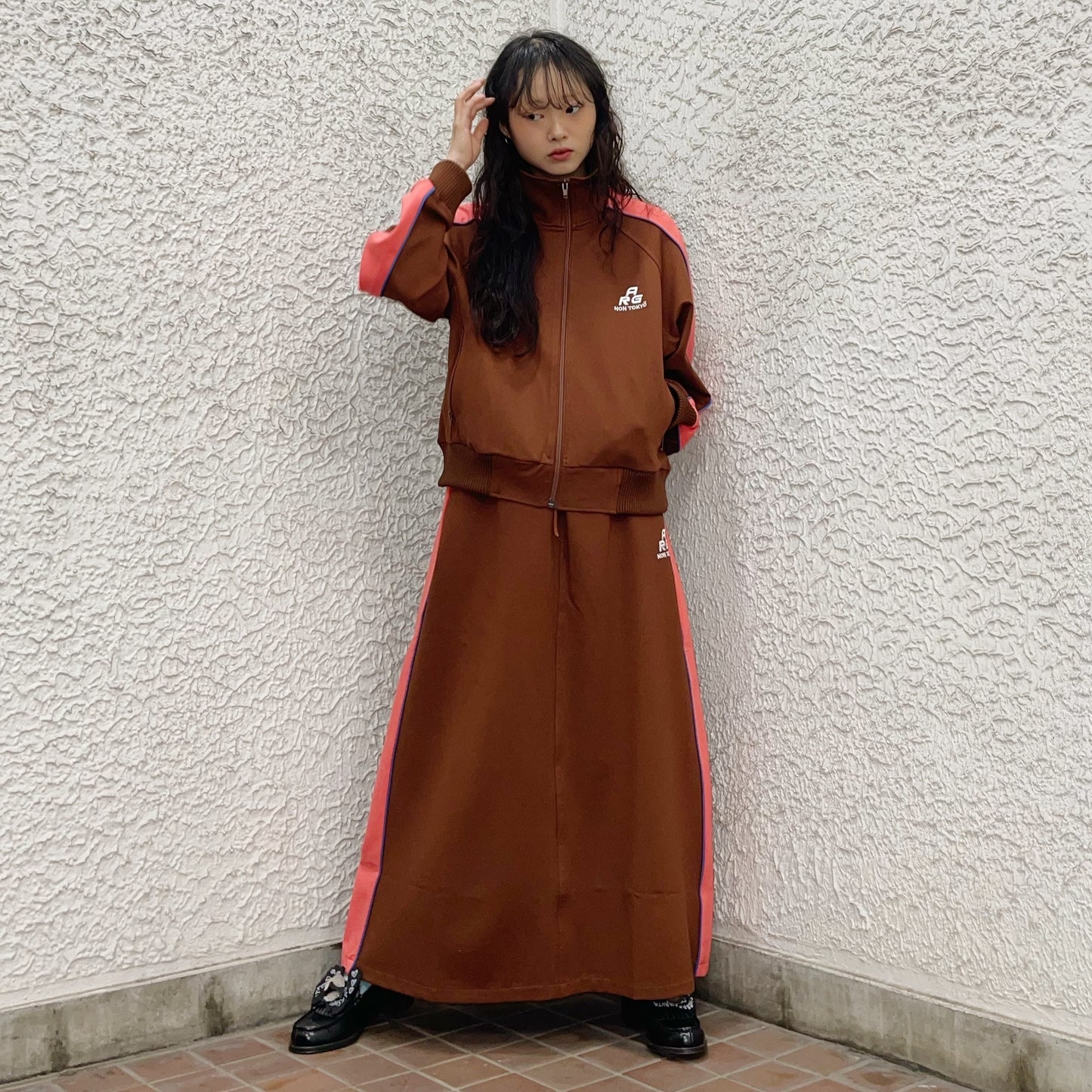 JERSEY LONG SKIRT / BROWN×PINK / ジャージロングスカート | シープ