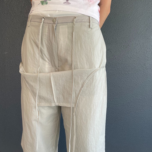 nylon flip layered pants / light grey / ナイロンフリップレイヤードパンツ