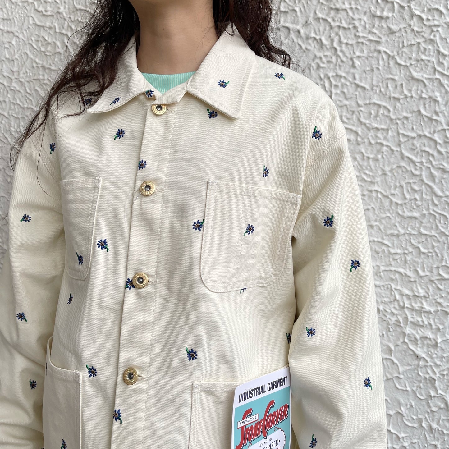 FLOWER EMBROIDERY COVERALL feat.UNIVERSALOVERALL / IVORY