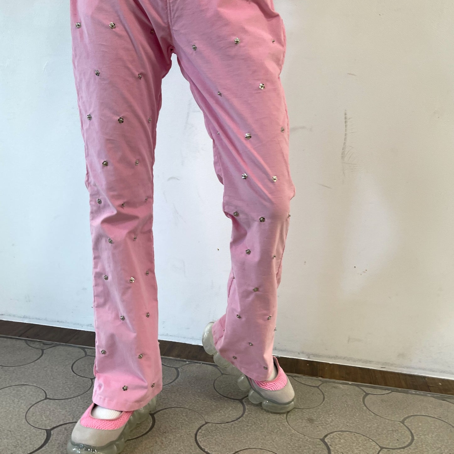 Rivet bell bottom pants / Pink / リベットベルボトムパンツ